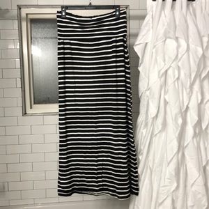 Black and white striped maxi skirt